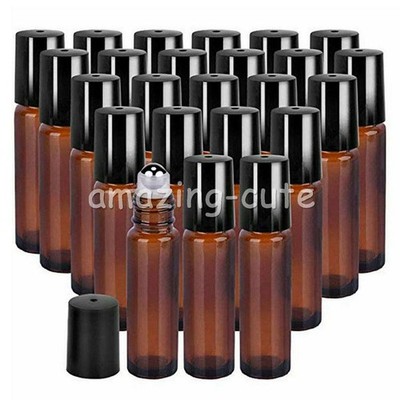 24 Stk 10ml Braunglas Glasflaschen Roll On Leerflaschen Ätherisches Öl