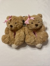 New NWT Wonder Nation Teddy Bear Slippers Toddler Girls Size 5-6 Soft Fuzzy
