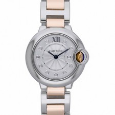 Cartier Ballon Bleu 3009 with 28mm Steel & Rose Gold case and Silver dial. Ex...