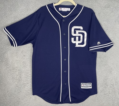 Majestic Jersey San Diego Padres Mens Medium  42 Blue Cool Base Stitched USA EUC