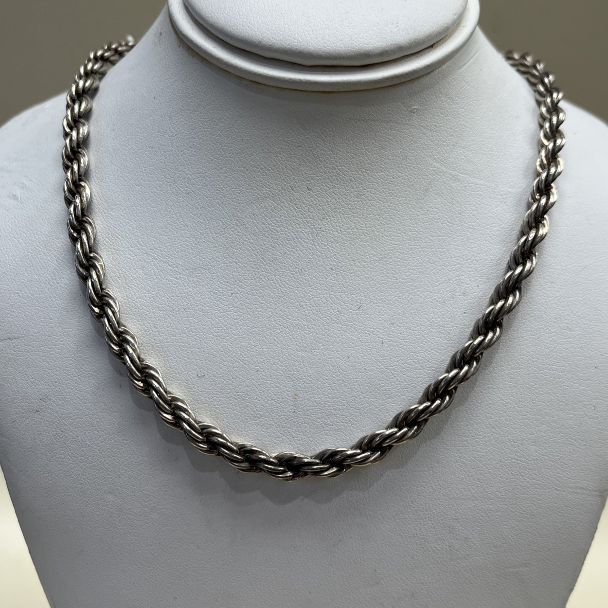 Sterling Silver Chain Unisex Rope Chain Necklace 18” Inch