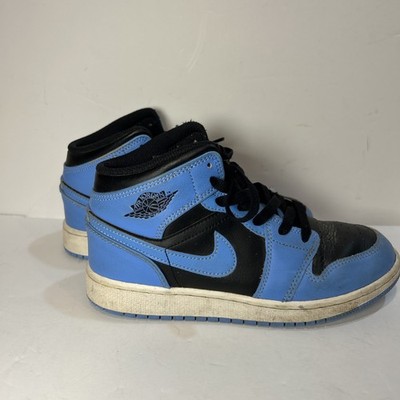 Nike Air Jordan 1 Retro Mid University Blue Black White GS DQ8423-401/ Size 4Y