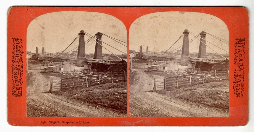 NIAGARA SUSPENSION BRIDGE Photo SV Entrance Construction Yard Fence 1870s Curtis - Image 2 of 3