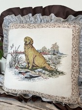 Vintage Hand Sewn Golden Retriever   Ducks Pillow 3D Farmhouse Country 17 x 17