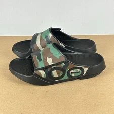 Oofos Ooahh Sport Flex Camo Slide Sandals Womens 10 Mens 8 Green Black Slip On