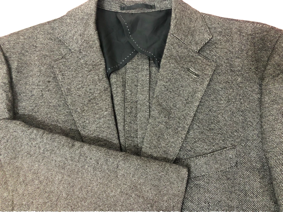 Mens Wool Blazer Coat ANGELICO Grey Super 140s Wool Blazer Jacket - Image 4 of 4