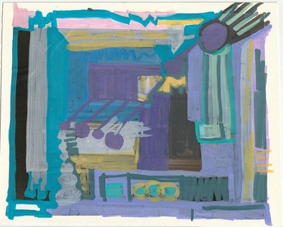 Original Abstract Painting On Watercolor Paper And Magazine Page