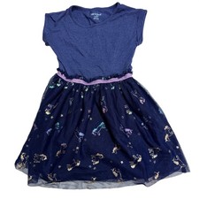 Cat  Jack Tutu Dress Girls S 6/6X Blue Unicorn Glitter Whimsical Tulle Mesh