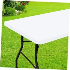 Rectangle Picnic Table Cloth, Waterproof Elastic 72" x 30" Rectangular White