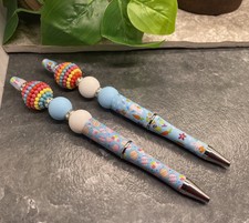 2 PC Handmade Silicone Bead Black Ink Pen Set Easter Basket New Free Ship B5531