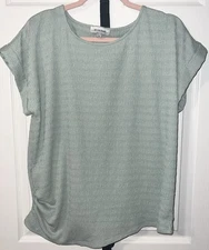 Set The Stage Women’s Sea Foam Green Short Sleeve Top Size XL