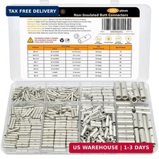 380PCS Non Insulated Butt Connectors Kit Butt Splice Connector Uninsulated Wire