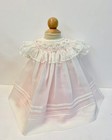 NWT Will'beth Ivory Pink Sheer Pearl Smocked Bishop Dress preemie Baby Girls 00