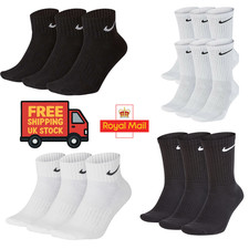 Nike Unisex Black White Socks Multipack Cushioned Crew Ankle 3PK 6PK Bundle