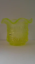 Vintage L. G. Wright Vaseline Glass Wreathed Cherry Pattern Sugar Bowl