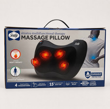Sealy Shiatsu Massage Pillow w/ Heat Therapy Car  Wall Charger SL-HW-MA-120BK