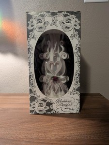 Wax Works Hand Dipped White Pillar Candle, High Gloss Wax Wedding Design