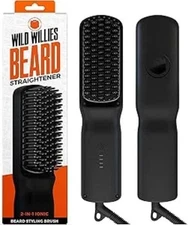 Wild Willie's Beard Straightener, 2-in-1 Beard Ionic Styling Brush