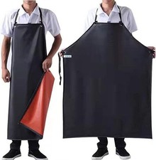 Waterproof Rubber Vinyl Apron 43"X29" for Dishwashing Lab Work Heavy Duty Black