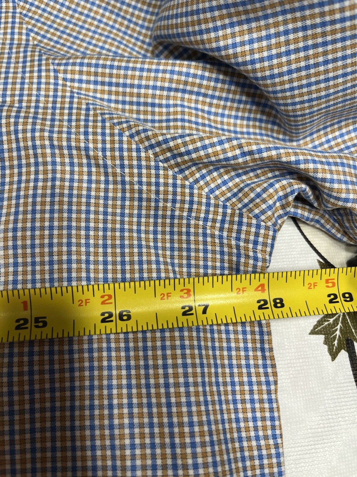 Peter Millar Blue Tan Checked Pattern Long Sleeve… - image 8