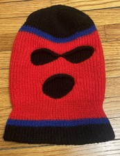Vintage 70s 80s Ski Mask 3 Hole Robber Knit Balaclava Full Face Mask OSFA