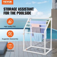VEVOR Towel Rack, 5 Bars Outdoor PVC Towel Holder, Freestanding Pool Towel Han
