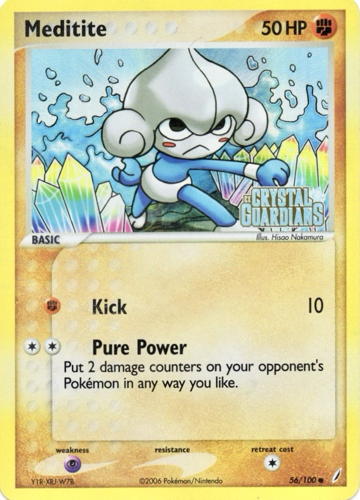 Meditite EX Crystal Guardians Pokemon TCG Reverse Holo Card #56/100 VLP