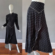 Vintage 80s Polka Dot CHOON 2 Pc Western Rayon Maxi Dress M