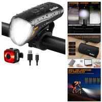 Fahrradlicht Set Schwarz, 100/50 Lux LED Fahrradbeleuchtung USB Aufladbar,