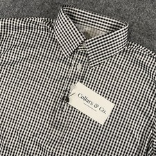 Collars  Co Black Gray Gingham Check Mens Small Dress Collar Polo Shirt NWT