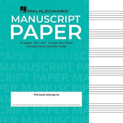 Wide Staff Wirebound Manuscript Paper Aqua Cover Spiral Music Notebook 6...