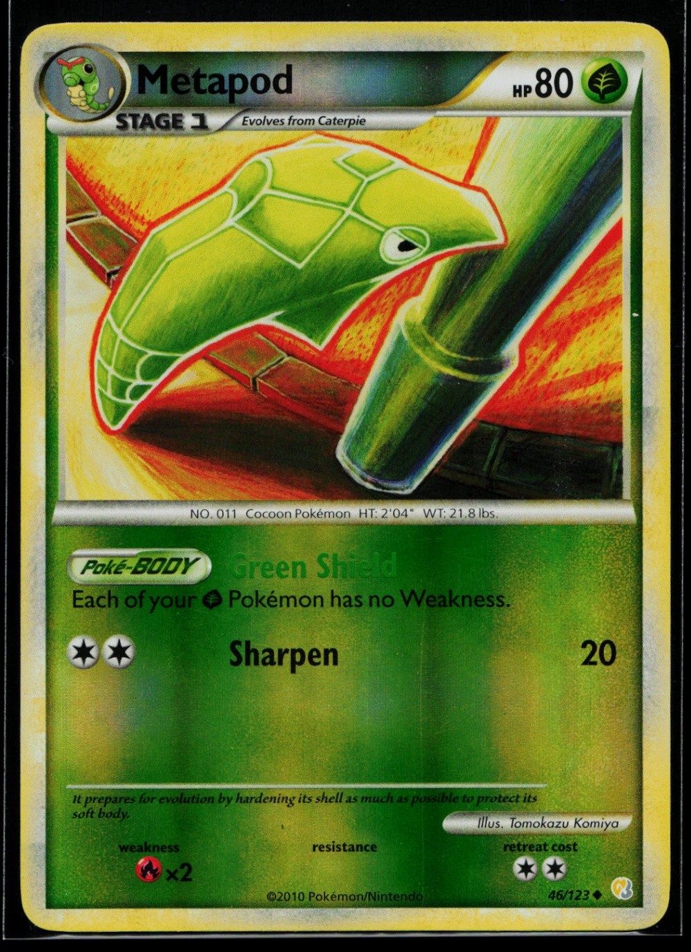 Metapod Reverse Holo Uncommon HeartGold SoulSilver 46/123 LP C1982