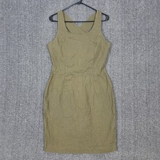 Express Dress Womens 7/8 Olive Green Sleeveless Linen Blend Criss Cross Back
