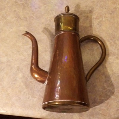 Tagus Copper Coffee Pot w/ Lid & Filter Basket, Long Spout Manual