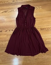 ForEver 21 Burgundy Pleated Dress Size Small Sleeveless 