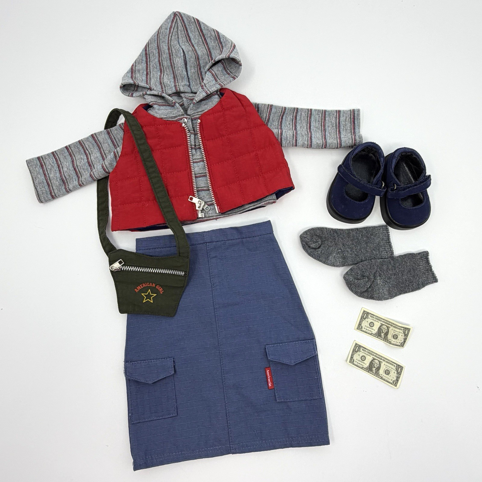 American Girl Doll Urban Outfit  Accessories Skirt Vest Hood