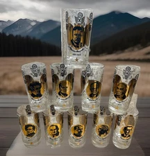 Vintage Gold Plated Presidential President Tumbler Glasses Cups Glass Kennedy