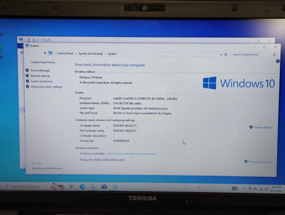 Toshiba Tecra R950 15.6" Laptop i5-3230M 2.60GHz 8GB RAM 256GB SSD Win 10 Home - Image 4 of 4