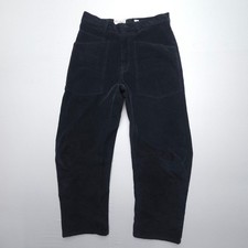 Nili Lotan Shon Pants Womens 0 Jet Black Corduroy High Rise Baggy Wide Bow USA