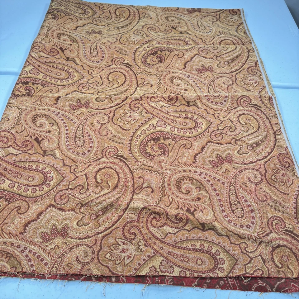 upholstery Fabric red woven paisley floral cotton 56x75 2 yard - Image 2 of 4