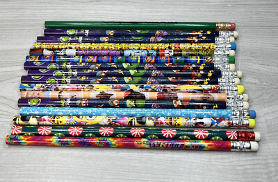 PENCIL Lot of 16 Colorful Designs Angry Birds Cats Dogs Emojis Holiday Star Wars
