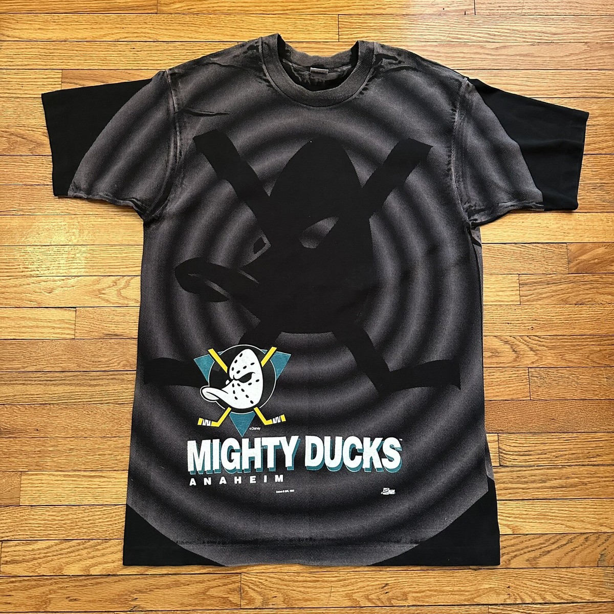 MIGHTY DUCKS 1993 ヴィンテージ Tシャツ Vintage 1993 Salem Mighty Ducks Shadow All Over Print T-Shirt XL