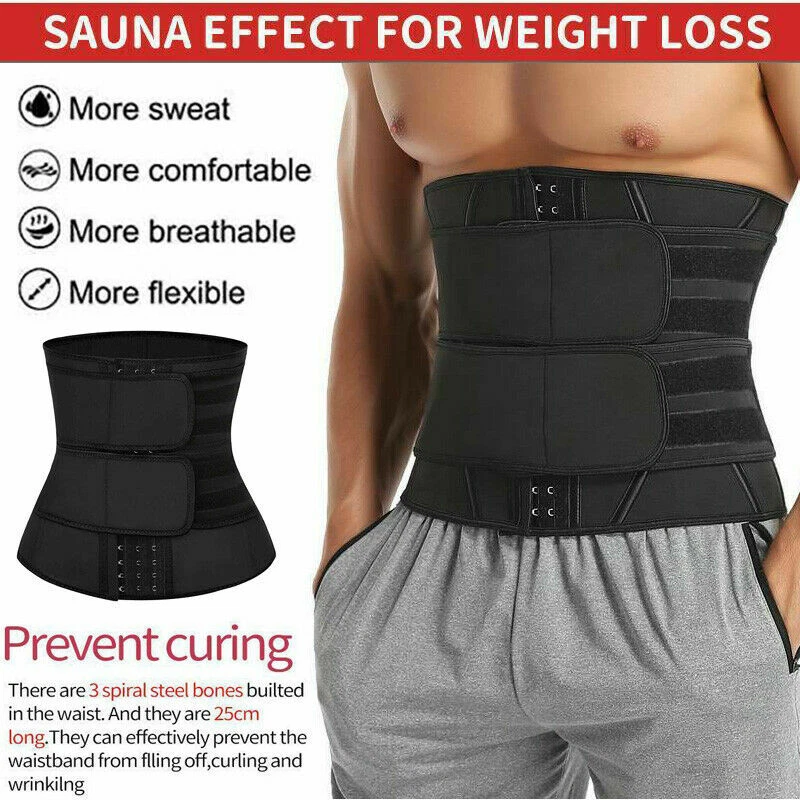 Men Waist Trainer Neoprene Thermo Fat Burner Sauna Sweat Tummy Belt Body  Shaper