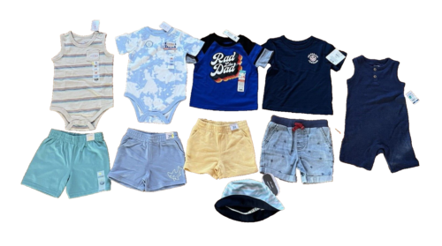 New BIG LOT Boy 24 M months summer clothes bodysuit shorts outfits sun hat
