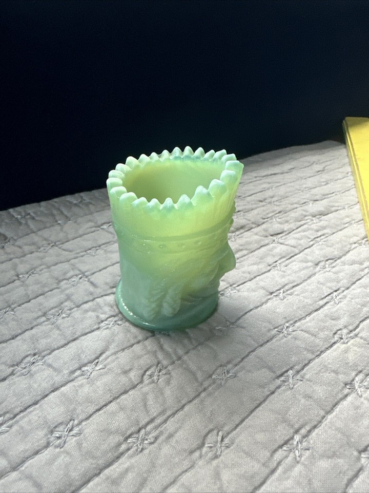 Unique Jadite Jadite Native American Indian Head Toothpick Holder
