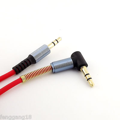 3.5mm 1/8'' Male Stereo TRS Right Angle to Male Plug Aux Audio Coiled Cable 5FT