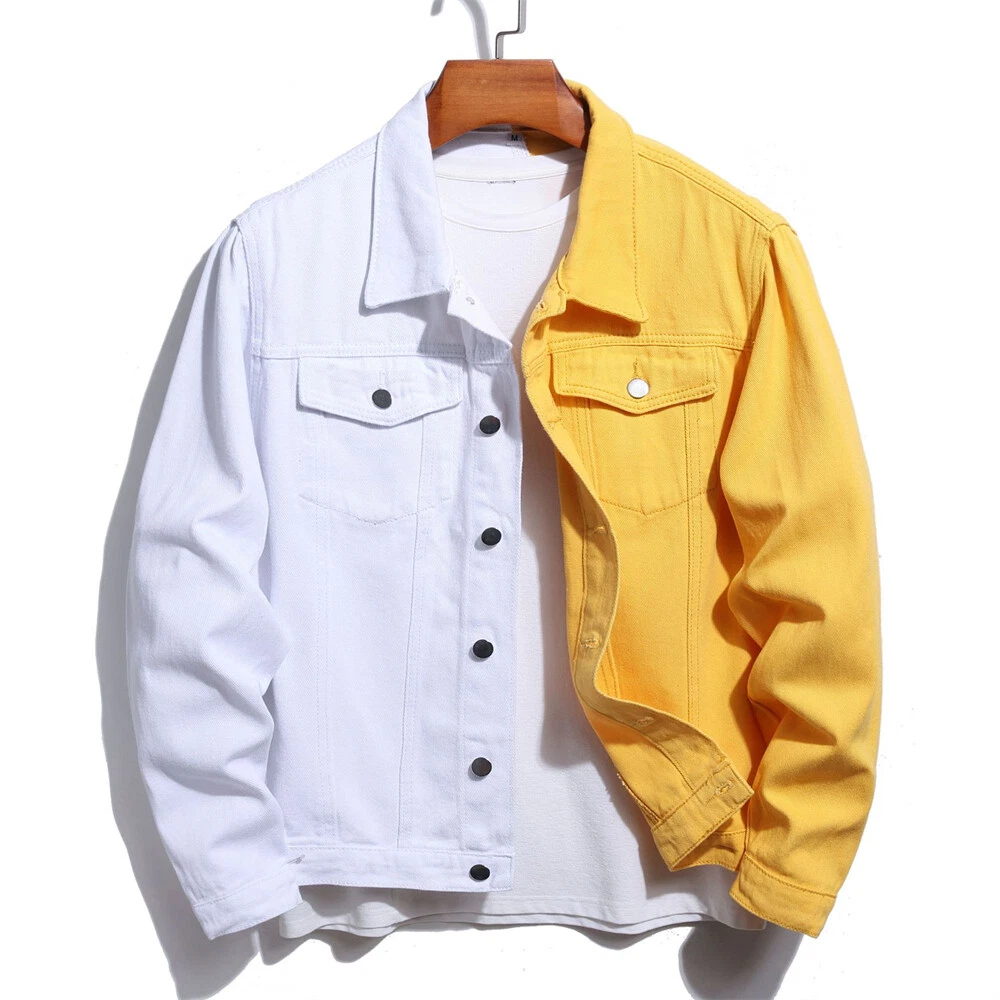 Mens Denim Jacket Jean Coat Loose Casual Clothing Long Sleeve Buttons