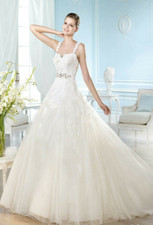 San Patrick Hamdi Wedding Gown Bridal Dress 8-10 Off-White Lace Back Illusion