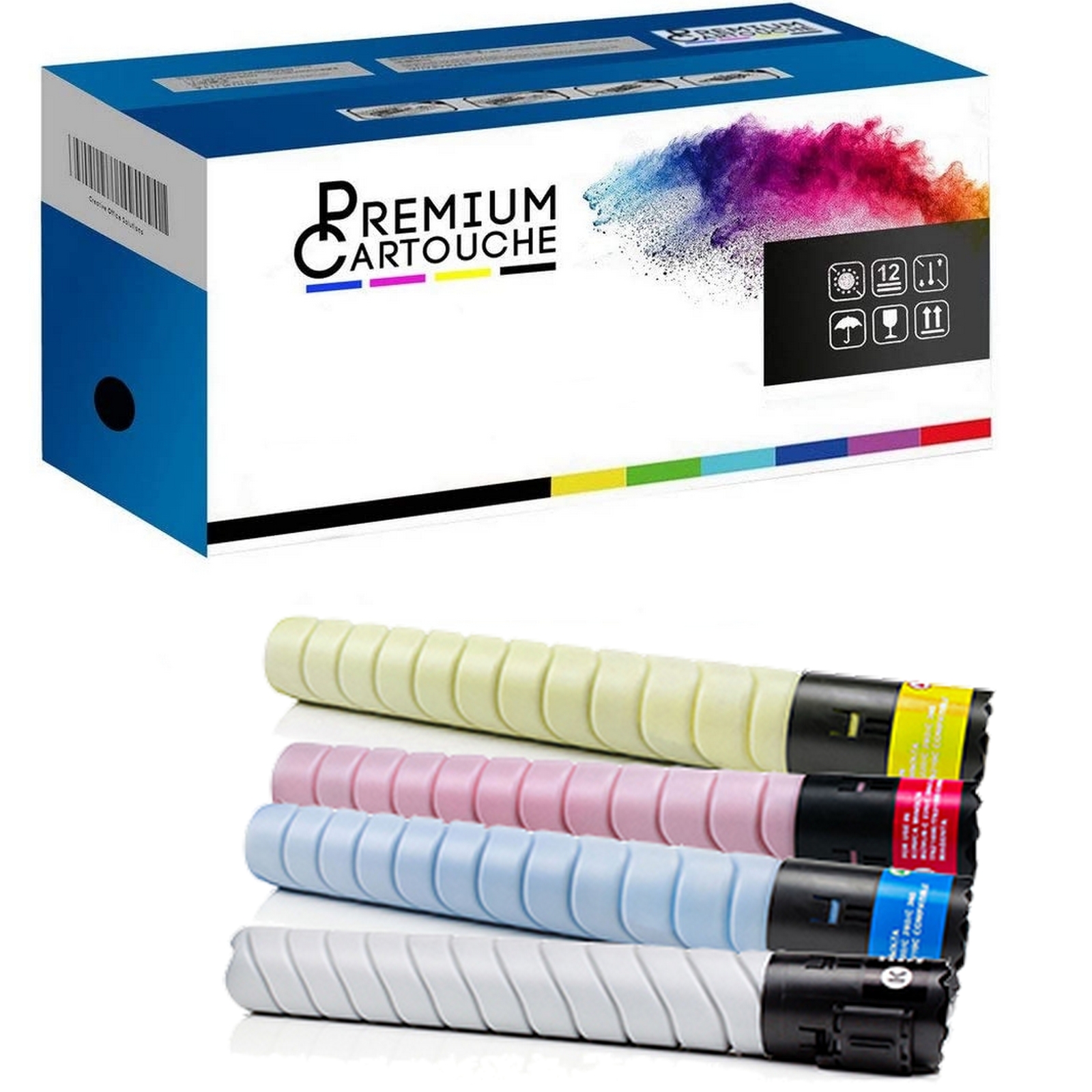 Pack de 4 toners TN324 TN512 Noir et couleur pour imprimante Konica Minolta