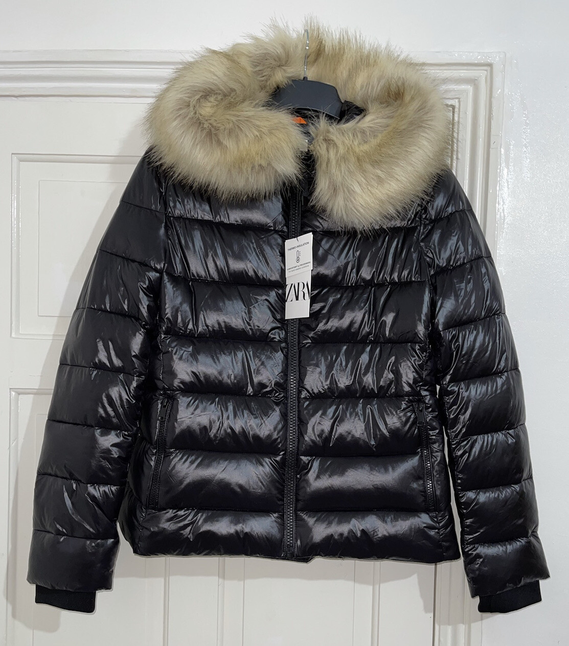 zara wet look puffer jacket